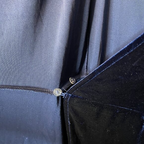 Women Dark Romantic Whimsigoth Dark Blue Velvet Flutter Sleeve Maxi Wrap Dress S - Picture 5 of 11